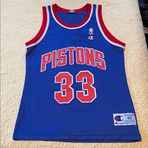 Champion Blue and Red Detroit Pistons Jersey